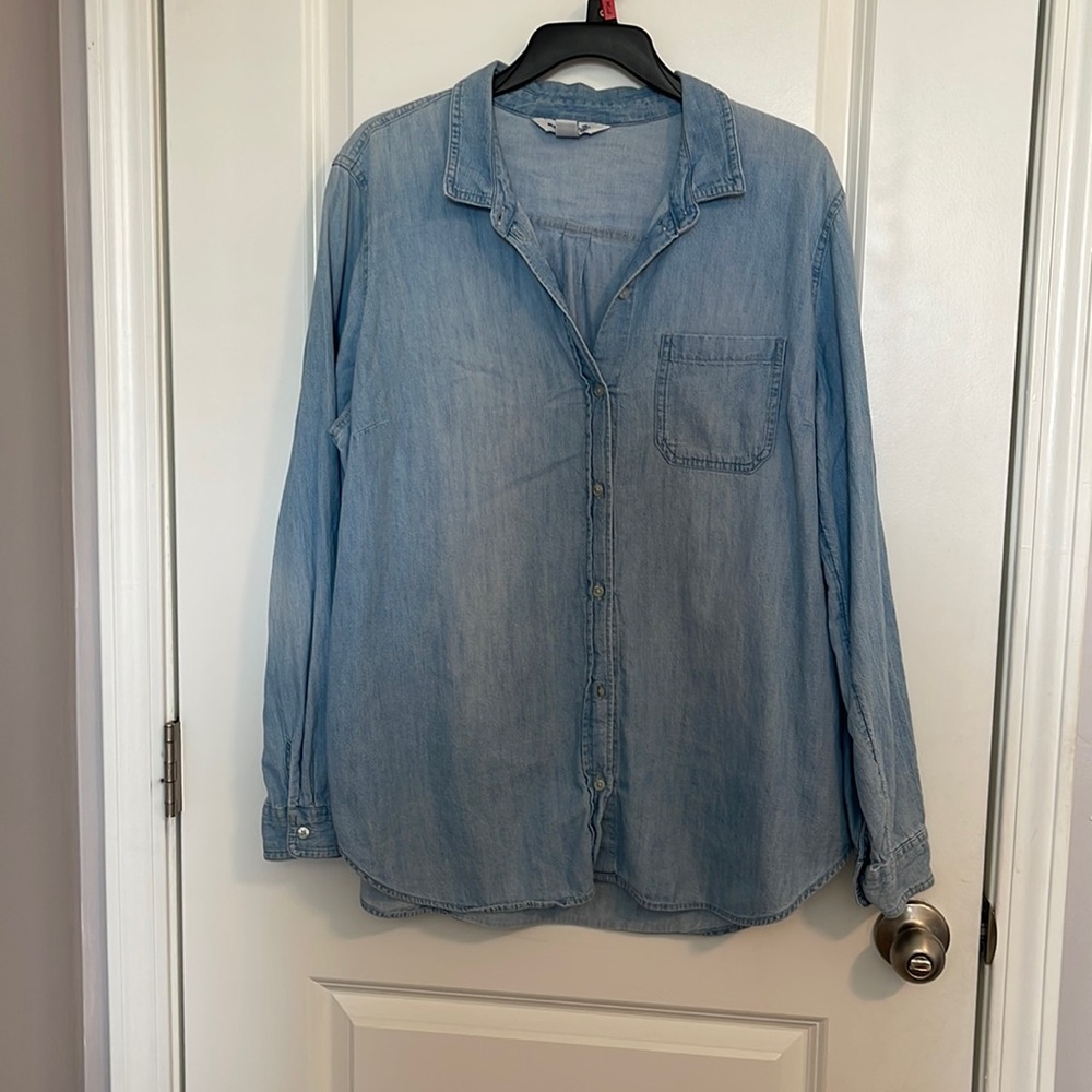 Light wash denim button up